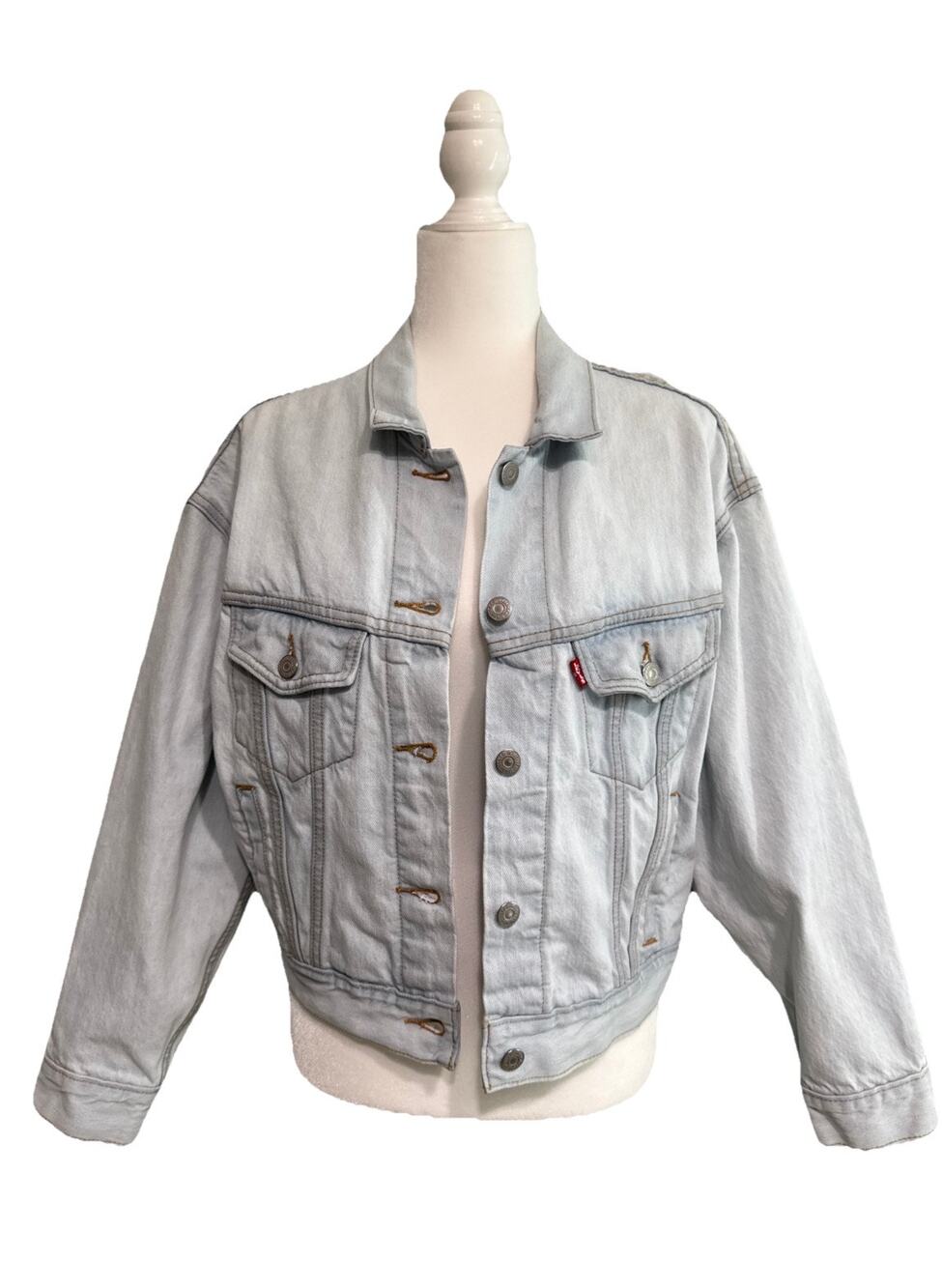 Levis Premium Denim Jacket Womens Small Blue Light Wash Cotton